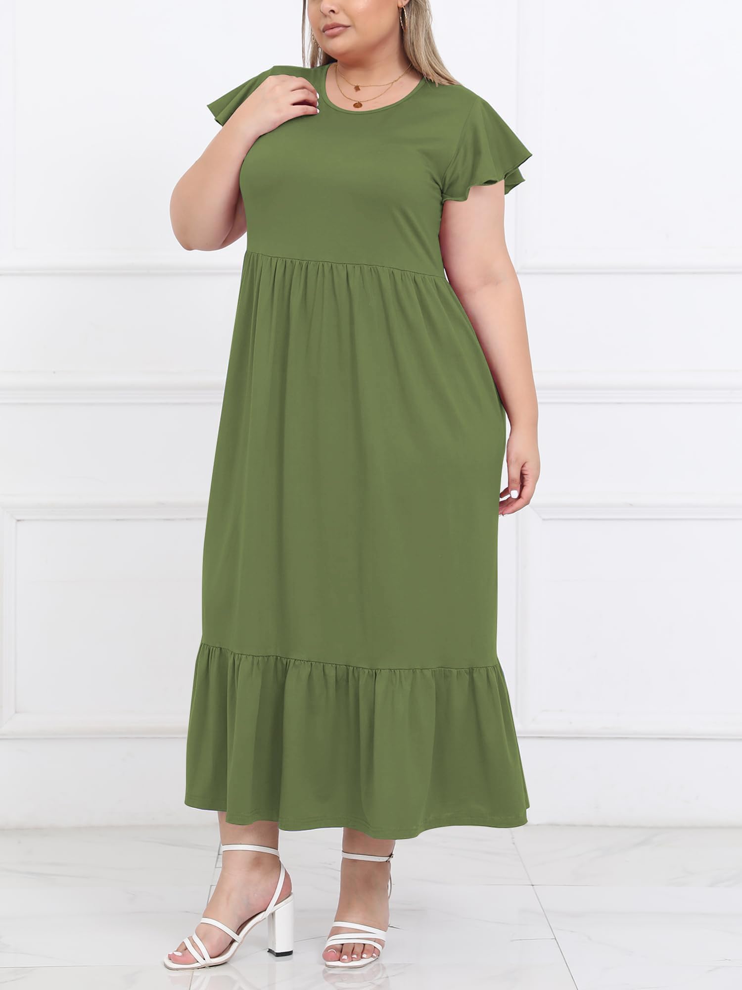 Woochic Robe Longue Femme Grande Taille Robe Maxi Élé