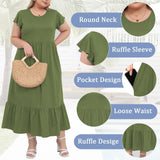 Woochic Robe Longue Femme Grande Taille Robe Maxi Élé