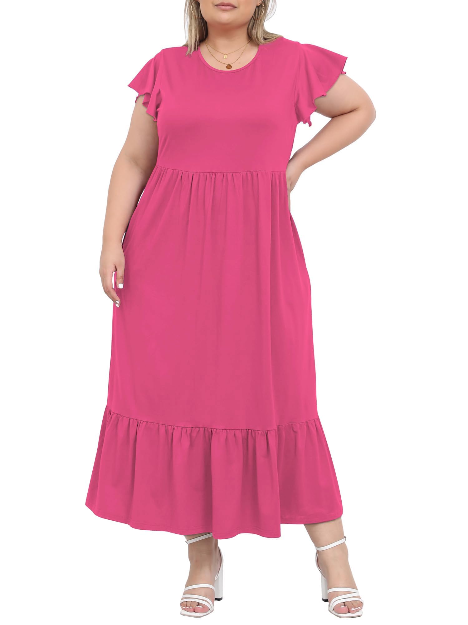 Woochic Robe Longue Femme Grande Taille Robe Maxi Élé