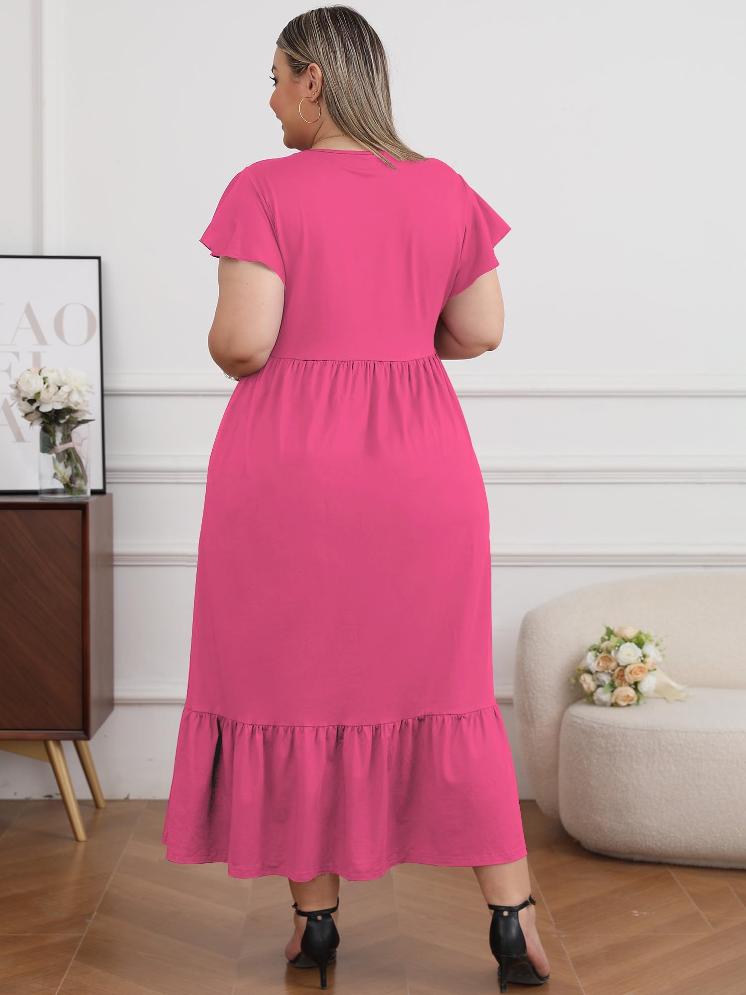 Woochic Robe Longue Femme Grande Taille Robe Maxi Élé