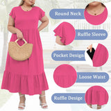 Woochic Robe Longue Femme Grande Taille Robe Maxi Élé