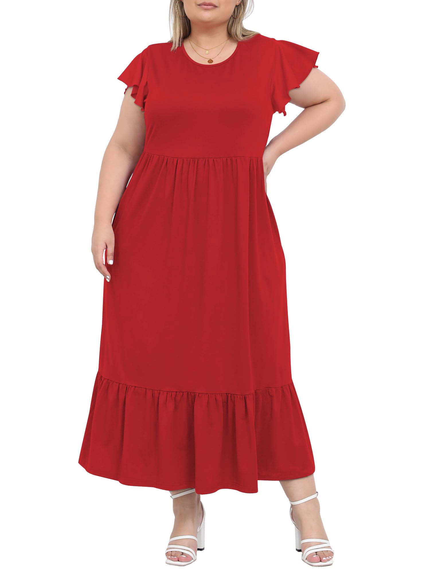 Woochic Robe Longue Femme Grande Taille Robe Maxi Élé
