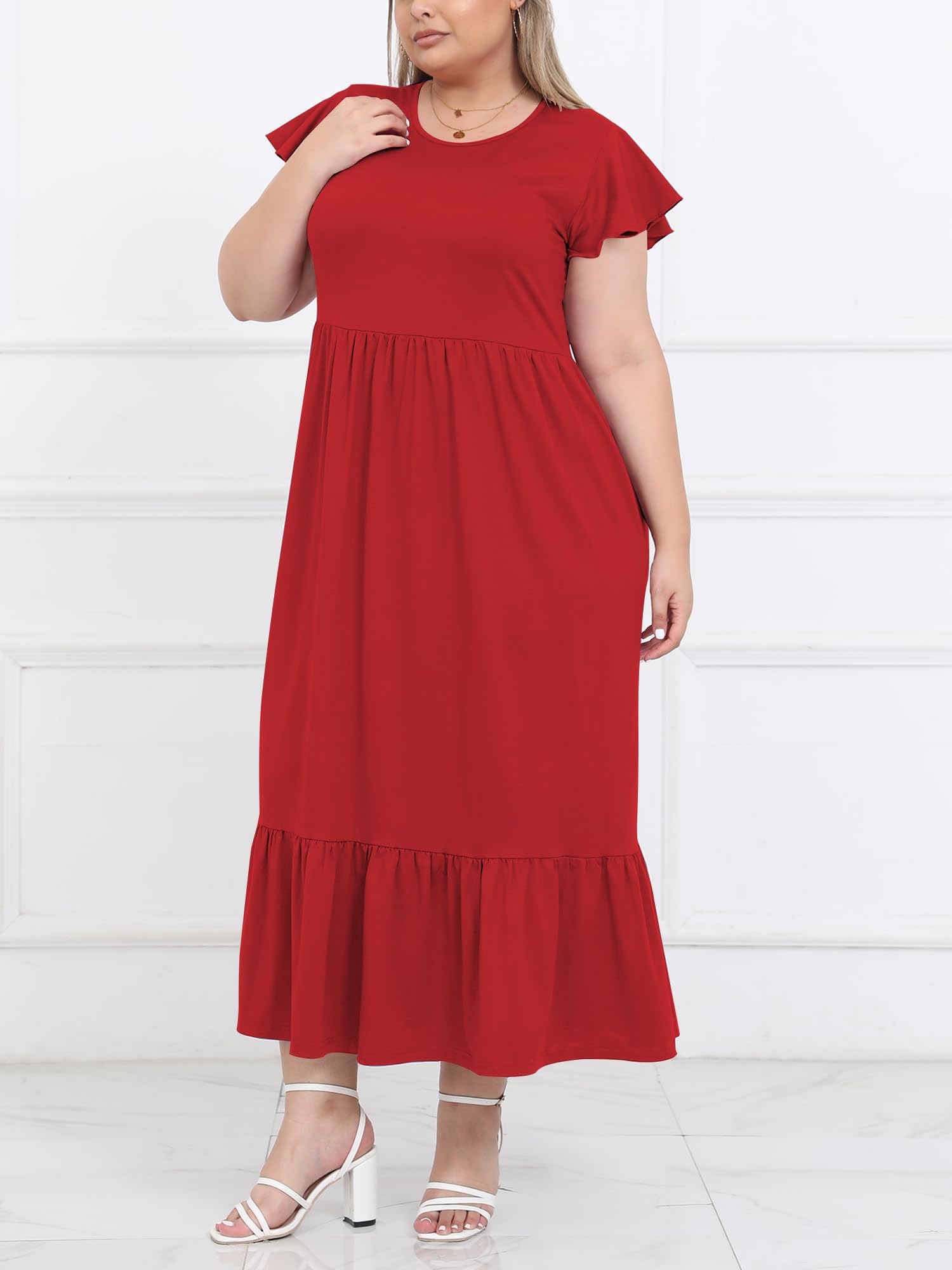 Woochic Robe Longue Femme Grande Taille Robe Maxi Élé