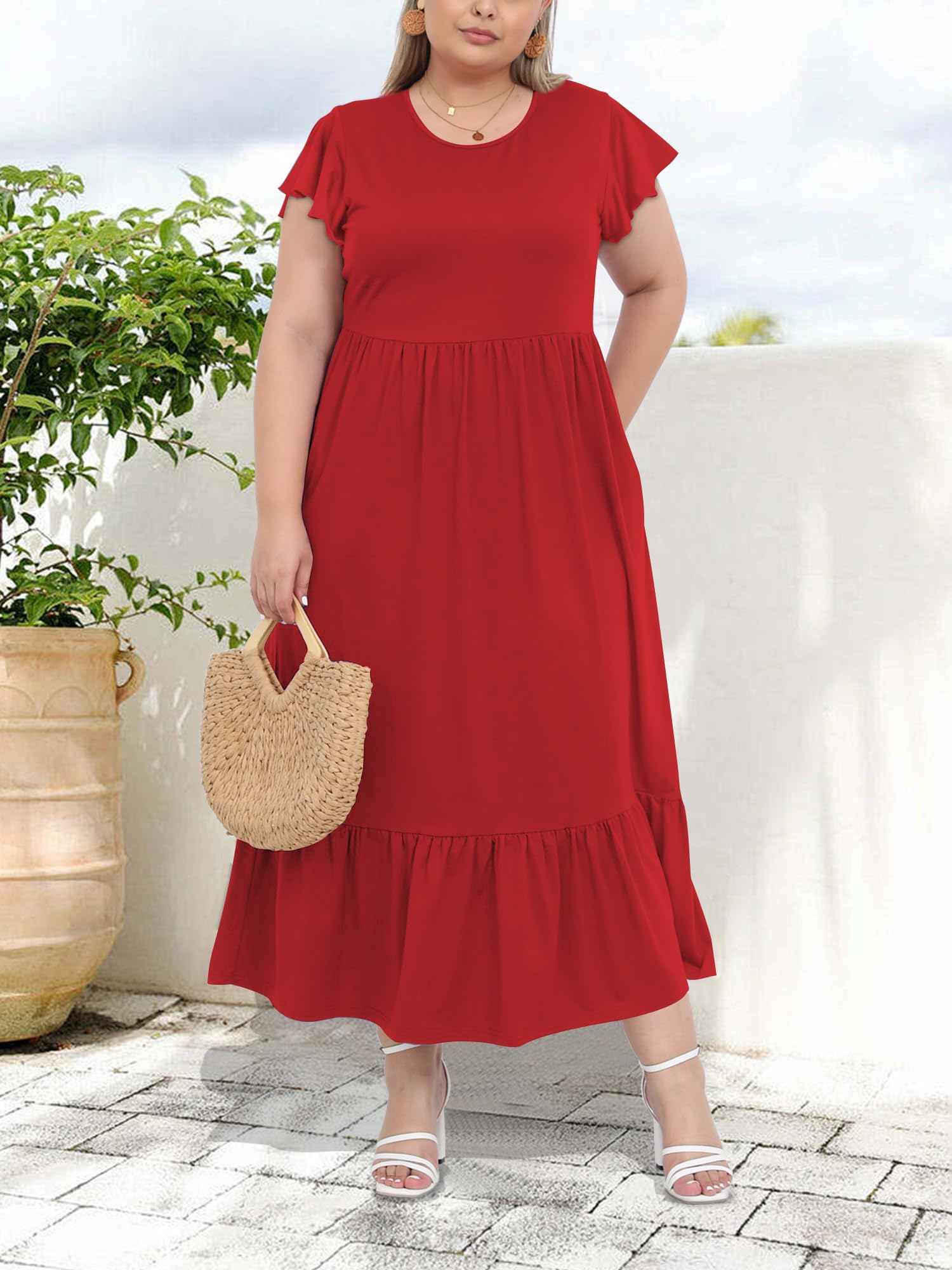 Woochic Robe Longue Femme Grande Taille Robe Maxi Élé