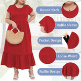 Woochic Robe Longue Femme Grande Taille Robe Maxi Élé