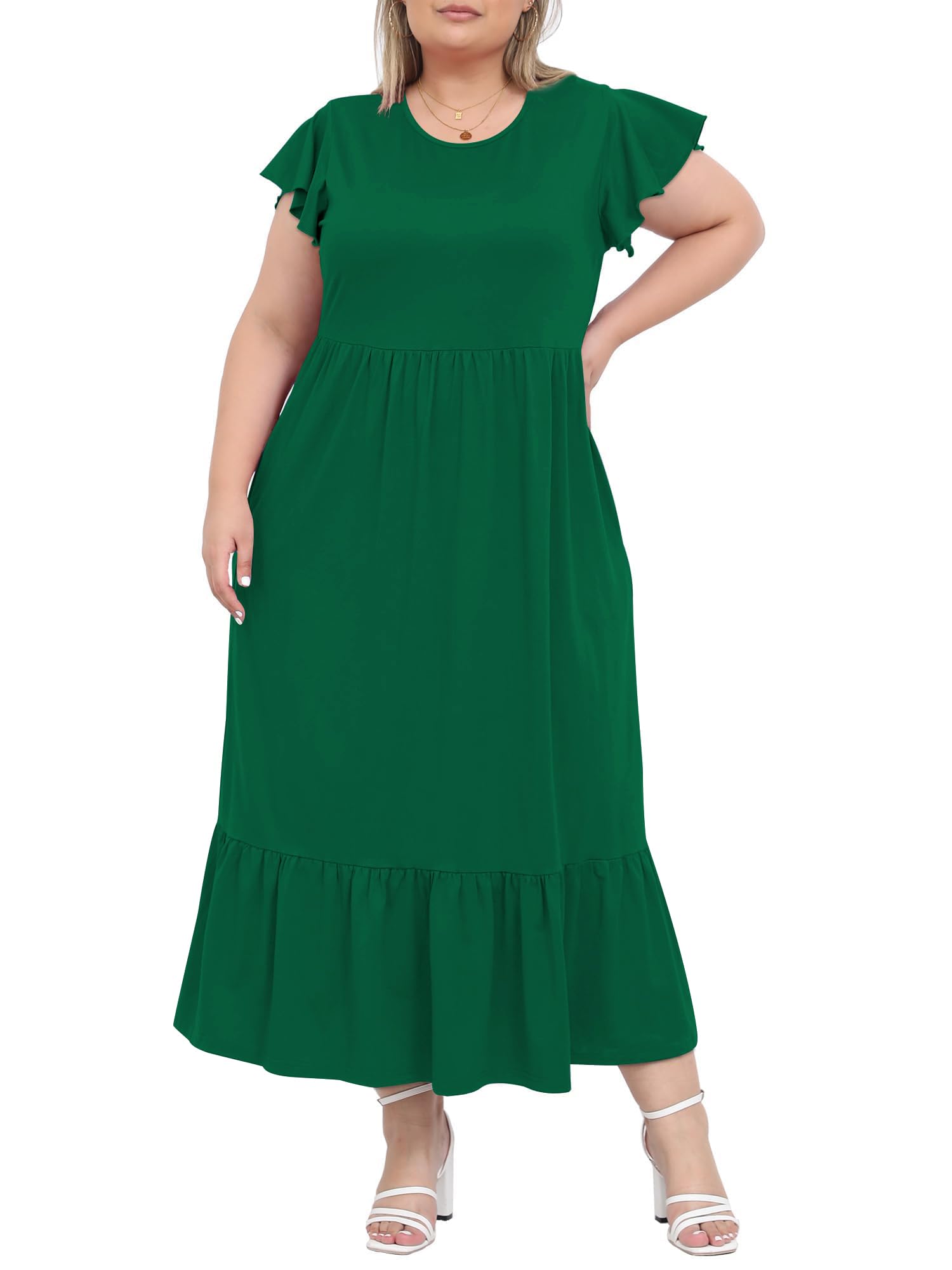 Woochic Robe Longue Femme Grande Taille Robe Maxi Élé