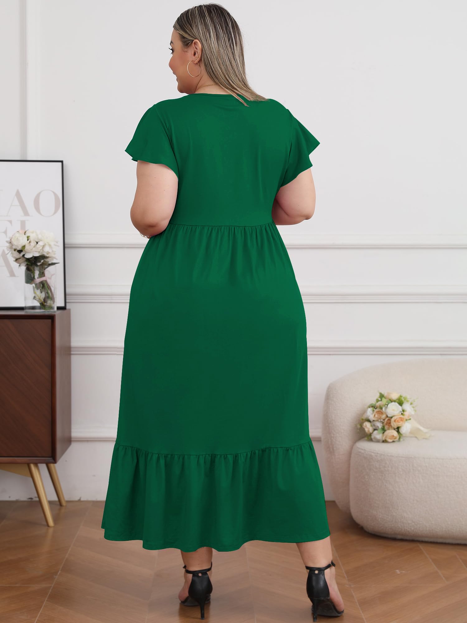 Woochic Robe Longue Femme Grande Taille Robe Maxi Élé