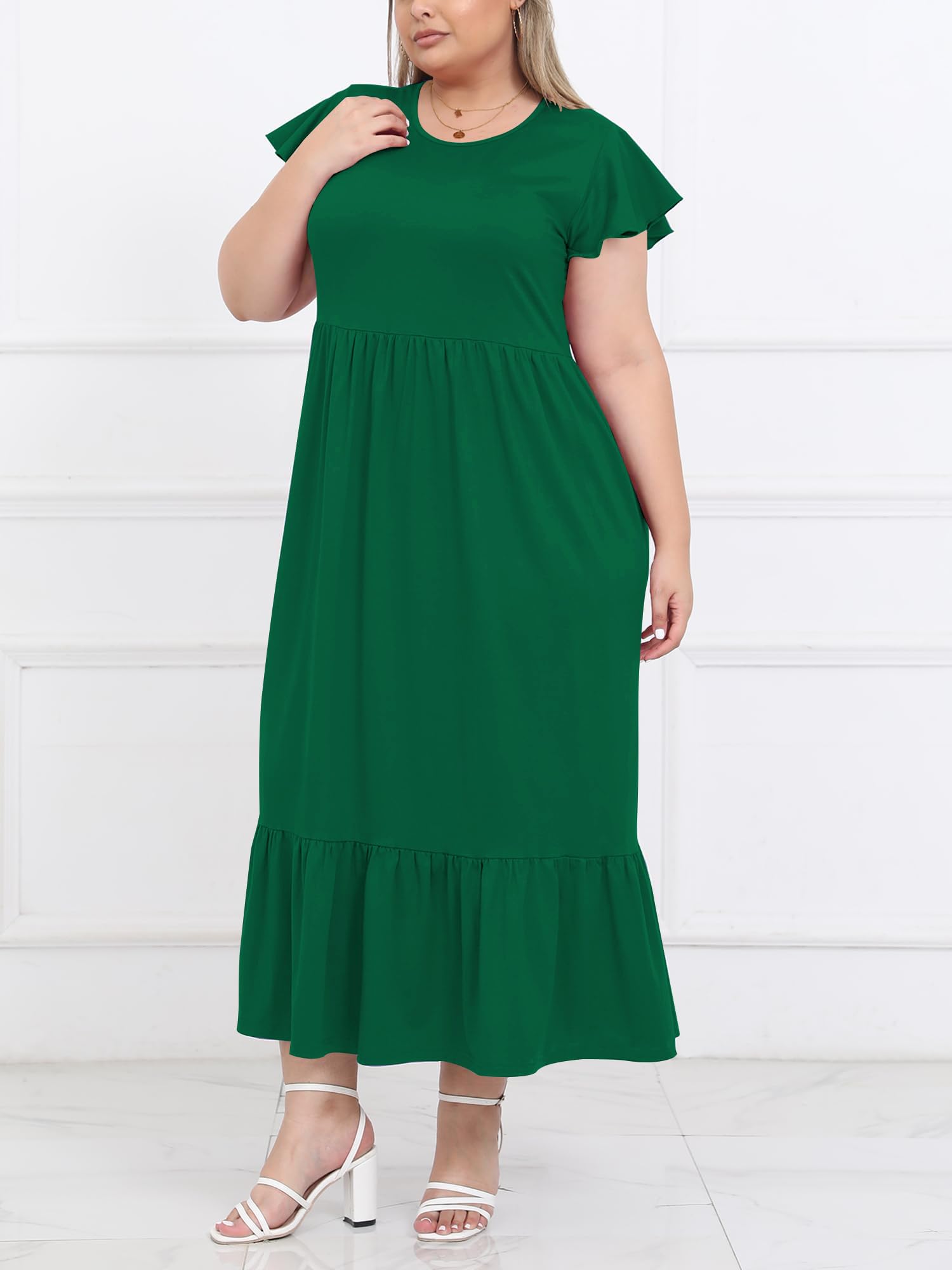 Woochic Robe Longue Femme Grande Taille Robe Maxi Élé