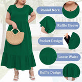 Woochic Robe Longue Femme Grande Taille Robe Maxi Élé