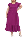 Woochic Robe Longue Femme Grande Taille Robe Maxi Élé