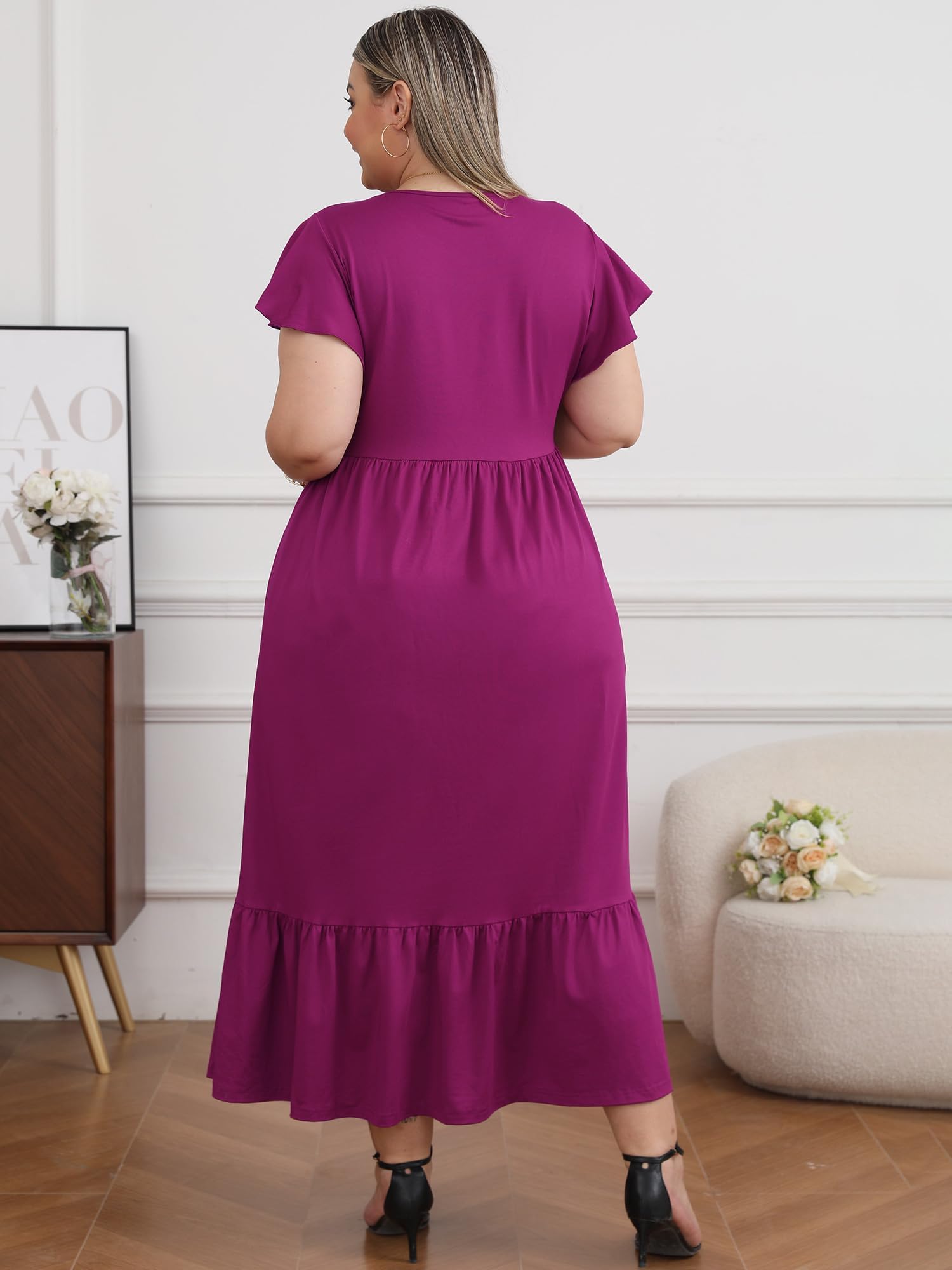 Woochic Robe Longue Femme Grande Taille Robe Maxi Élé