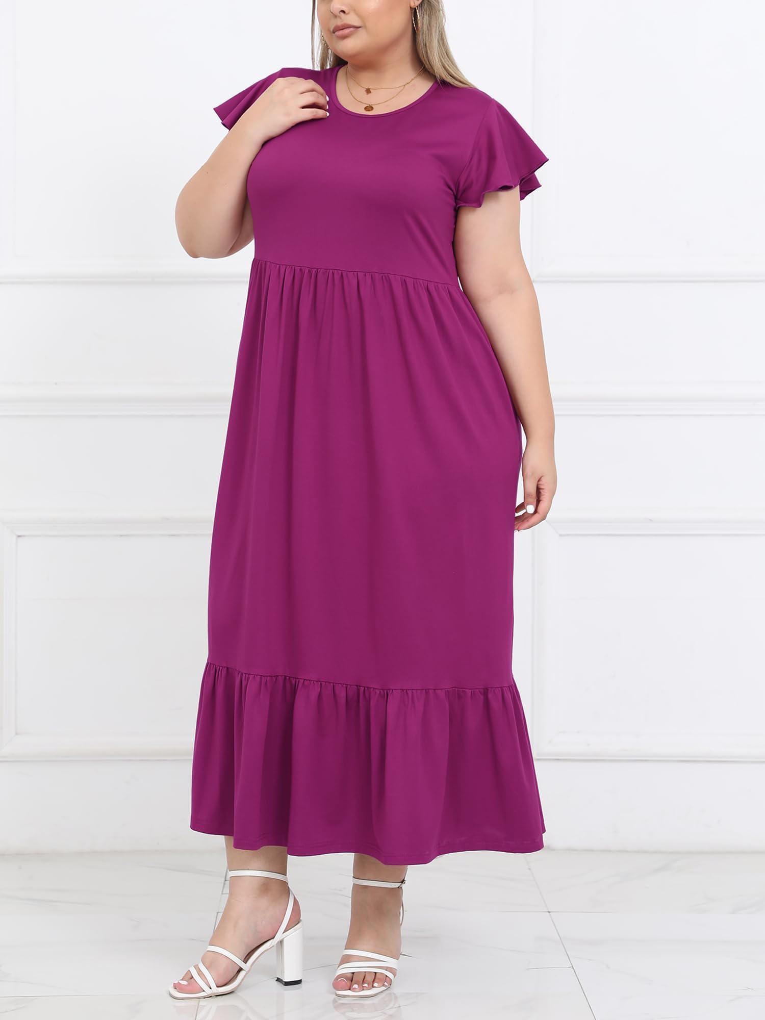 Woochic Robe Longue Femme Grande Taille Robe Maxi Élé