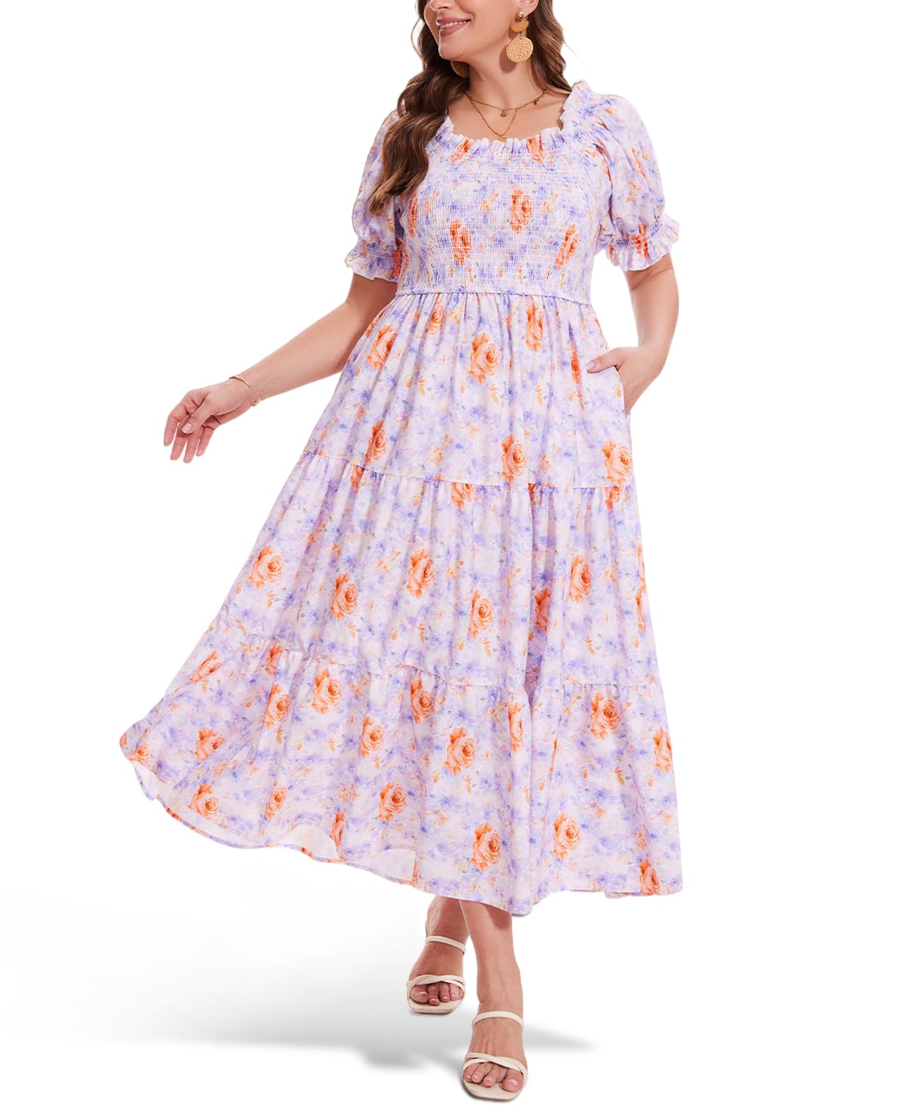 Woochic Robe d'été femme boho Longue fluide et chic avec pompons