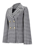 Woochic blazer courte pied de poule double boutonnage col revers manches cape femme élégant
