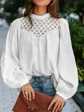 Woochic blouse col rond manches bishop femme élégant