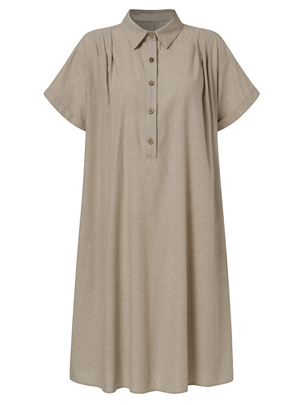 Woochic blouse robe courte boutonnage avec poches manches courtes femme bohème de plage