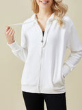 Woochic cardigans avec à capuche fermeture éclair à capuche femme décontracté Blanche S