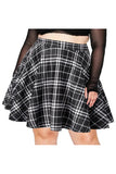 Woochic carreaux pour Mini-jupe taille haute Noir et Blanc XL