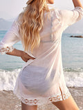 Woochic chemisier cover up dentelle ample manches au coude femme décontracté