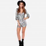 Woochic combinaison col en V à sequins taille haute