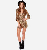 Woochic combinaison col en V à sequins taille haute