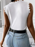 Woochic débardeur dentelle col rond sans manches femme casual