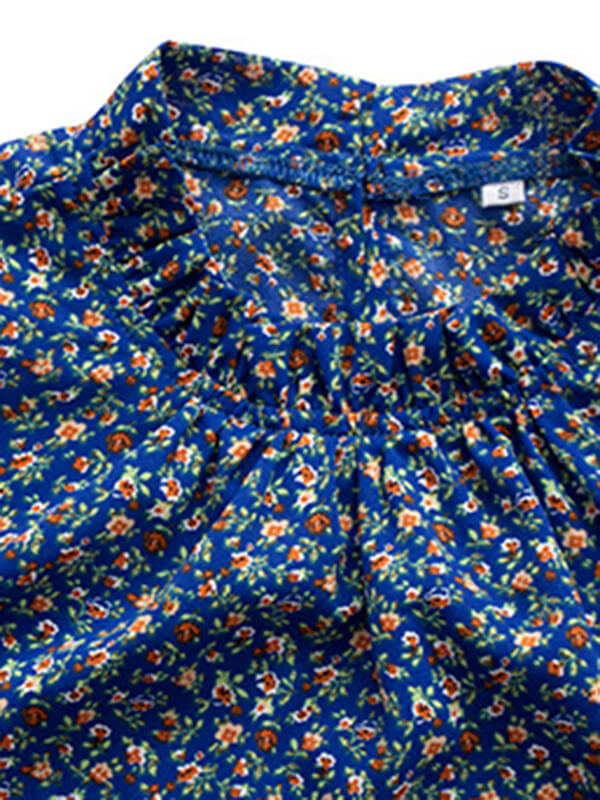 Woochic hauts imprimé à fleurie col rond manches au coude femme mode