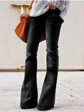 Woochic jeans longue bootcut évasé avec poches genou déchiré mode femme denim pantalons Noir XS