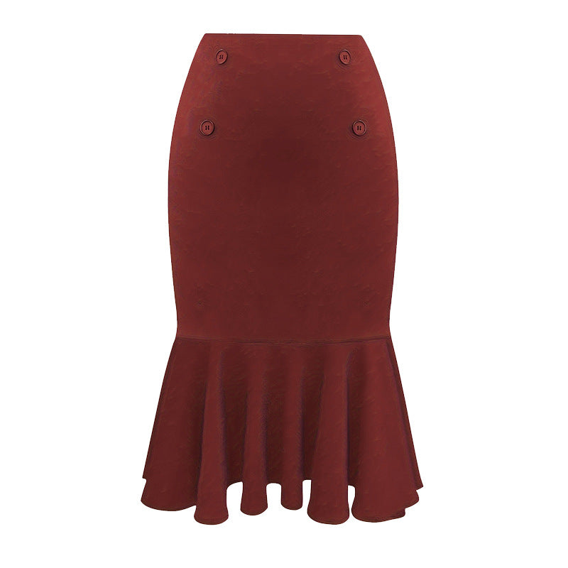 Woochic jupe grande taille à pois carreaux taille haute rouge 1 1XL