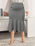 Woochic jupe grande taille à pois carreaux taille haute noir 2 1XL
