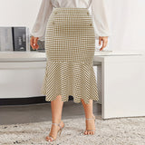 Woochic jupe grande taille à pois carreaux taille haute kaqi 1XL