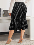 Woochic jupe grande taille à pois carreaux taille haute