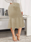 Woochic jupe grande taille à pois carreaux taille haute