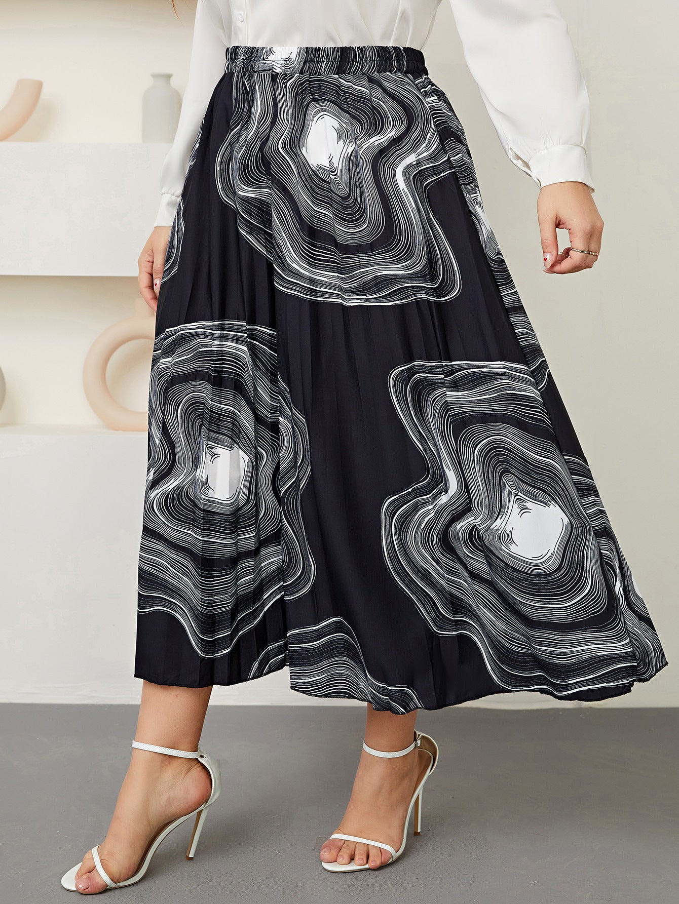 Woochic jupe grande taille enveloppante imprimé plissée