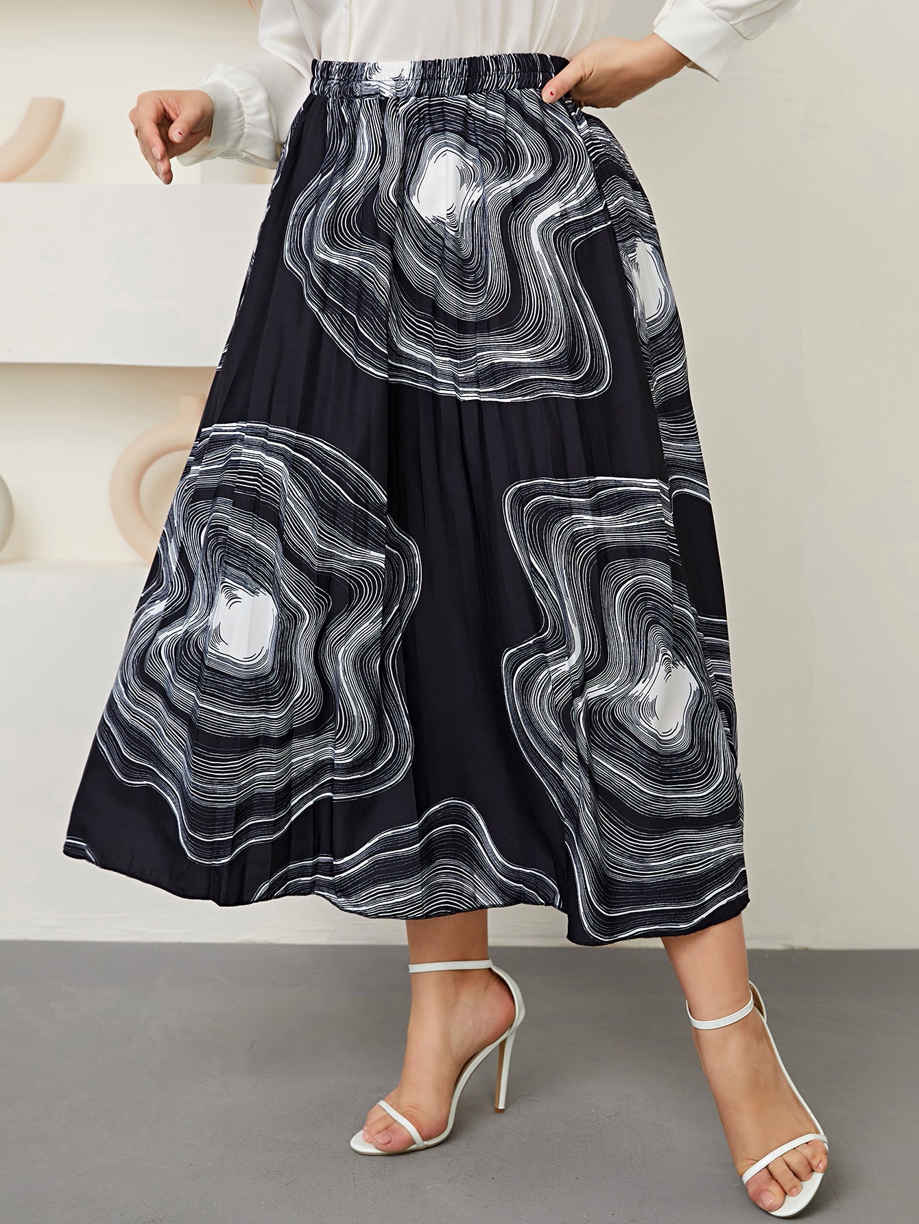 Woochic jupe grande taille enveloppante imprimé plissée