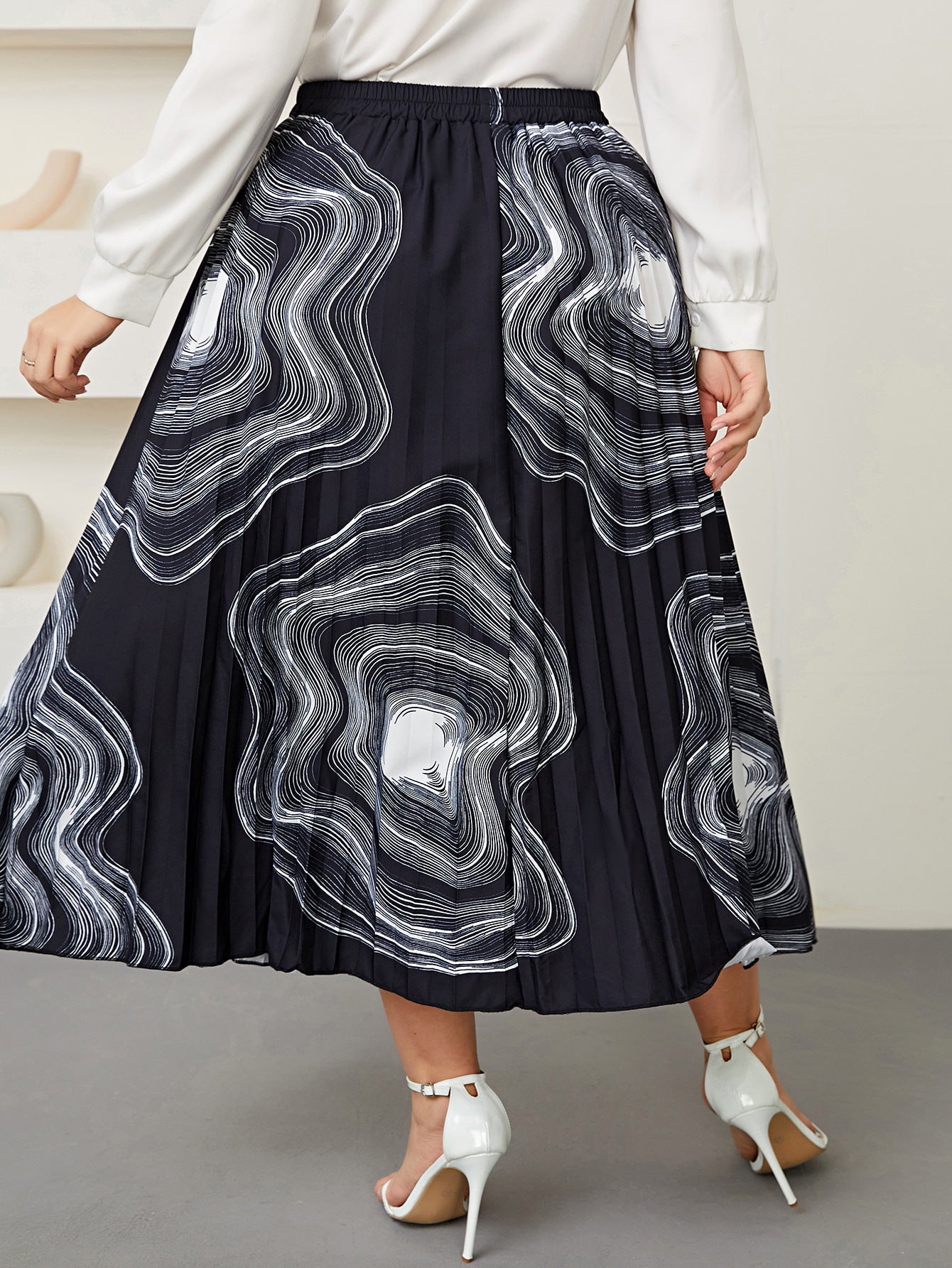 Woochic jupe grande taille enveloppante imprimé plissée