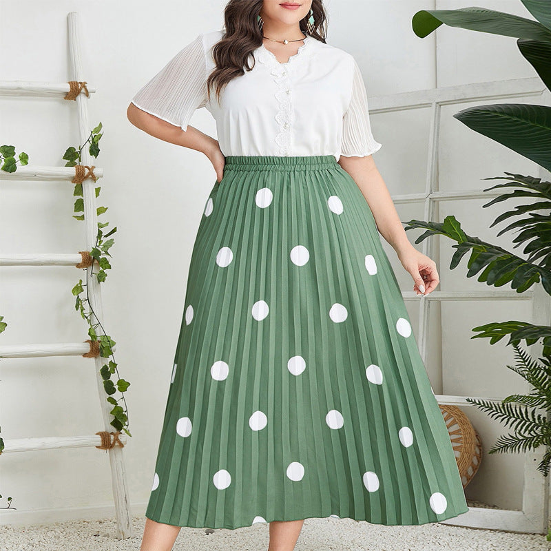 Woochic jupe grande taille imprimée à pois plissée