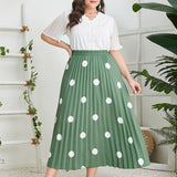 Woochic jupe grande taille imprimée à pois plissée
