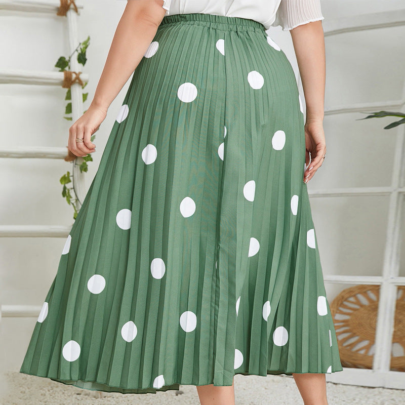 Woochic jupe grande taille imprimée à pois plissée
