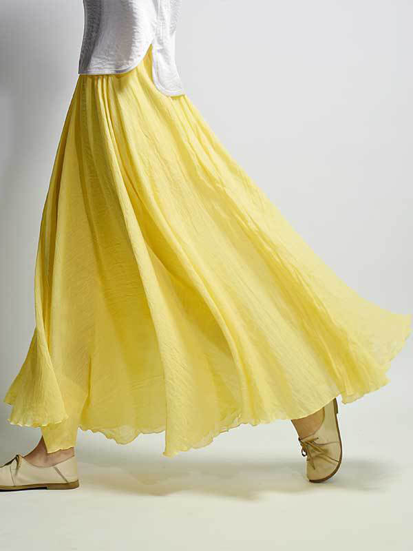 Woochic jupe longue coton unicolore fluide femme décontracté