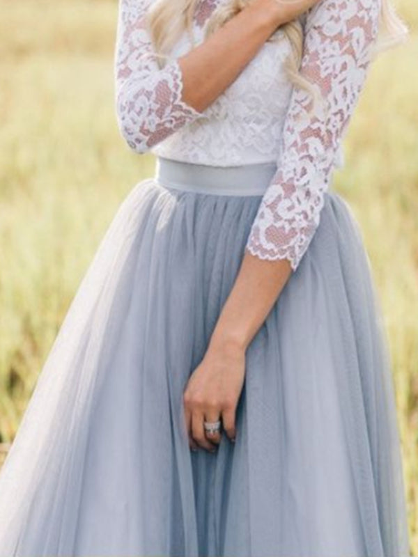 Woochic jupe longue demoiselle d'honneur bouffante tutu tulle élégant femme gris clair