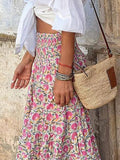Woochic jupe longue imprimé à fleurie taille haute femme bohème