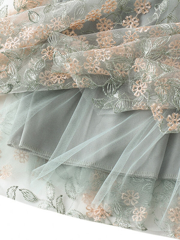 Woochic jupe longue tulle brodée fleurie élégant femme