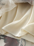 Woochic jupe longue tulle brodée fleurie femme élégant vintage