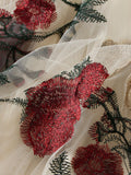 Woochic jupe longue tulle brodée fleurie femme élégant vintage