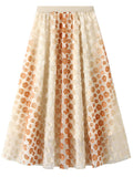 Woochic jupe longue tulle brodée fleurie femme mode Khaki ONE SIZE