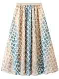 Woochic jupe longue tulle brodée fleurie femme mode Bleu ONE SIZE