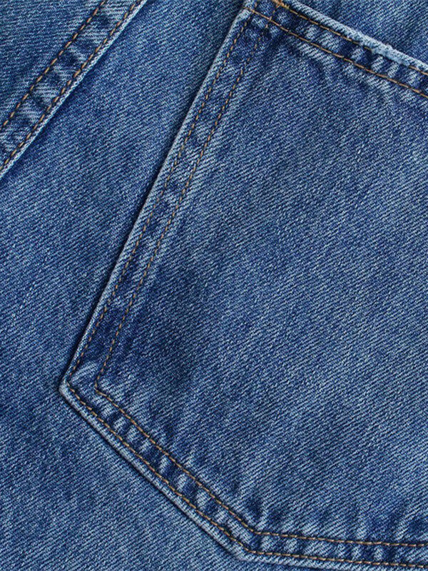 Woochic longue jeans droit larges jambes évasé déchiré troué femme mode