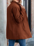 Woochic manteau en laine avec poches col cheminée manches longues femme élégant