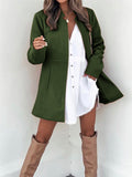 Woochic manteau en laine avec poches col cheminée manches longues femme élégant